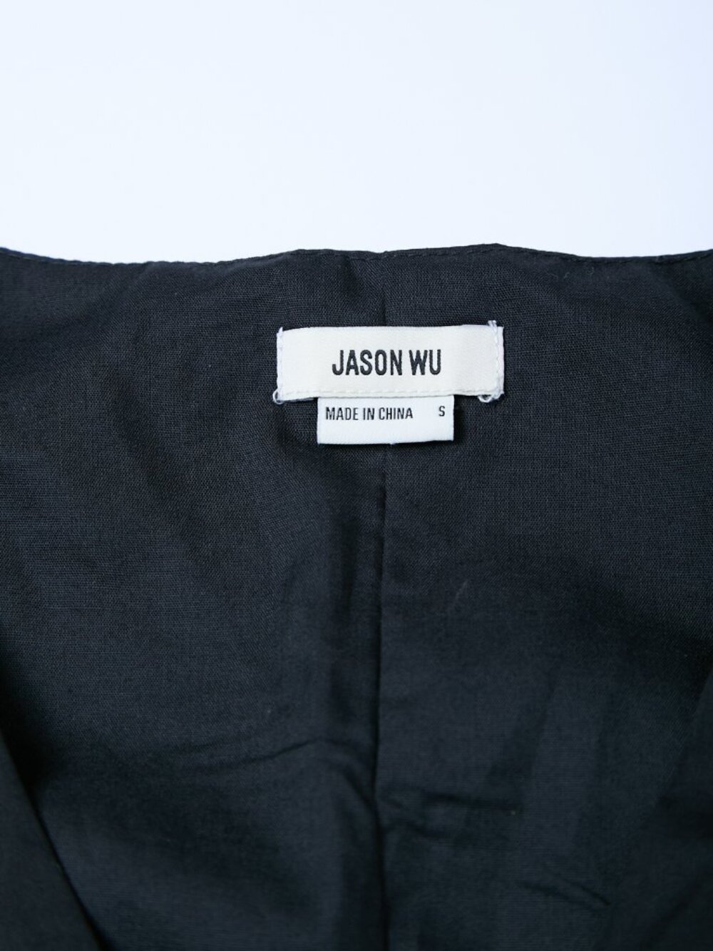 Jason Wu Twist Front V-Neck Puff Sleeves Crop Top Black Small - Picture 3 of 8